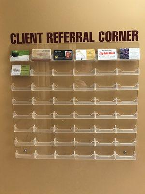 LifeStyle Tax & Accounting Services Client Referral Corner in Maple Grove, MN.  Stop in and add your Business Card.