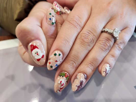 Gel Manicure with Holiday Design.