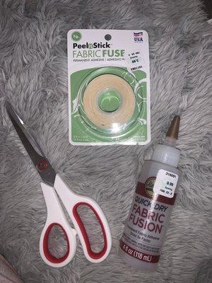 Fabric Scissors, Fabric Fuse adhesive tape, Fabric Fusion glue