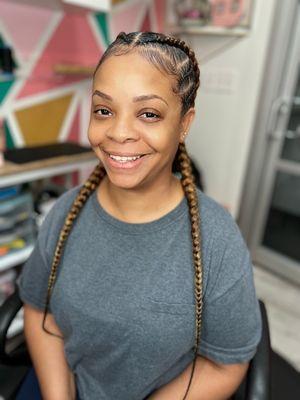 Two French braids with added hair