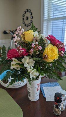 Beautiful bouquet of flowers I received on a Random act of Kindness day while walking in the Strand area.