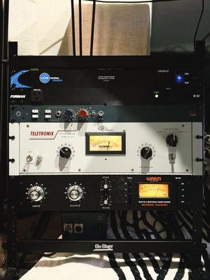 An industry-standard vocal chain, consisting of a preamp and two compressors, chosen to make vocalists shine in their recordings.