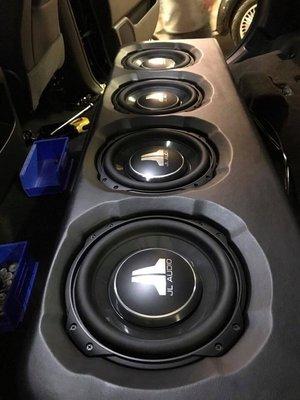 4 JL Audio 10's in a custom enclosure for a 2017 Sierra Denali.