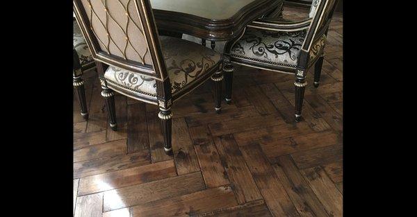 French-Brown herringbone installation