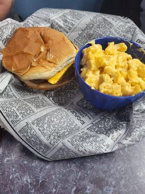 Kids menu~ hamburger and Mac and cheese