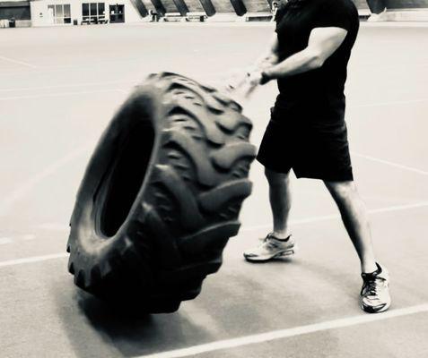 Tire flips for a full body workout