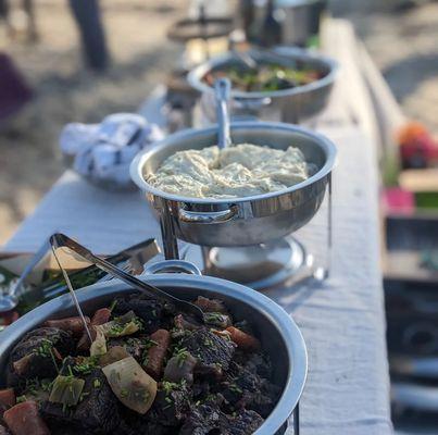 Our clean-cut, family-style main course buffet.