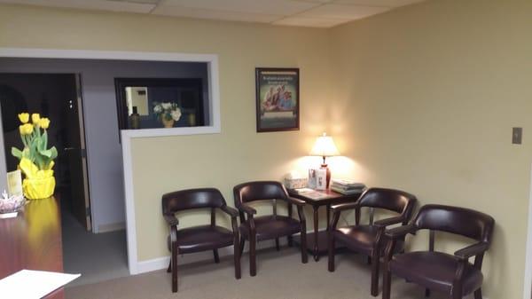 Our waiting room is relaxing and  not a place you will spend much time as we try to have you seen at your schedule time.