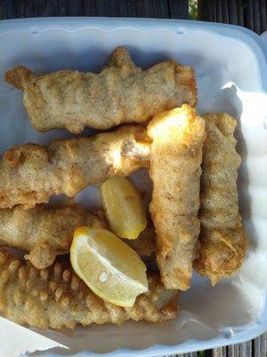 Mahi fingers with dill herb batter