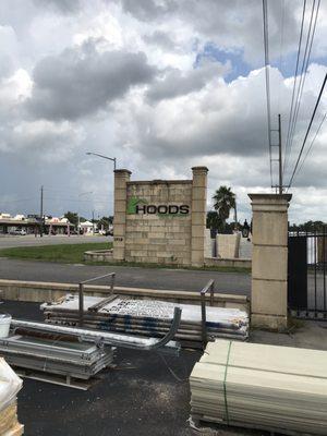 Hood's Home Center Road Sign