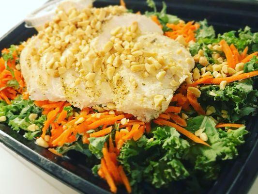 Thai Peanut Kale Salad with Chicken