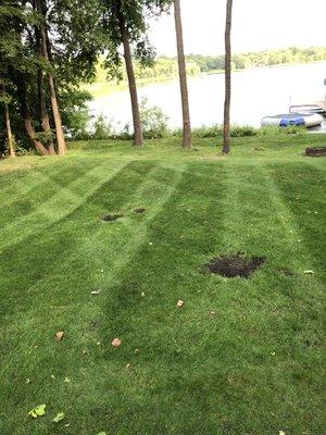 Lake home with nice diamond stripe pattern.