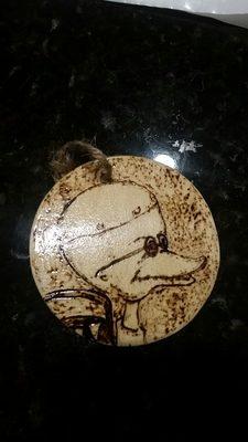 Wood burned ornament