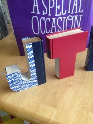 Books cut into letter shapes