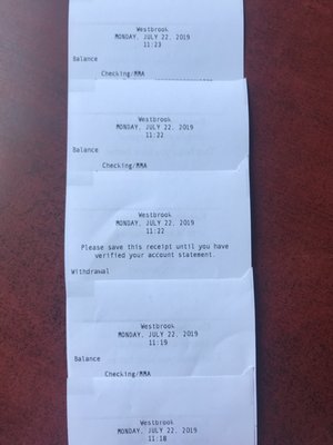 Five receipts to cash a check