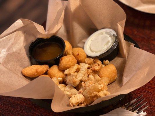 Cheese curds and calamari