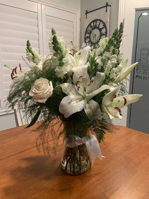 Beautiful flower arrangement from dear friends for my mom's recent passing.