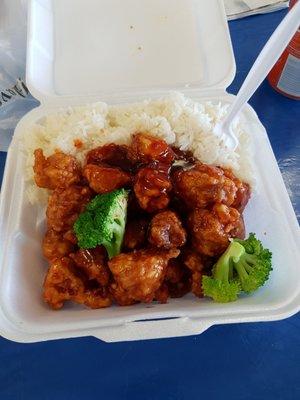 Got myself some general tso chicken it was hot off the stove. The reviews may be low but I decided to give it a chance. No regrets