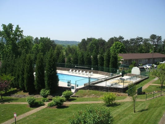 Slight aerial view of the pool