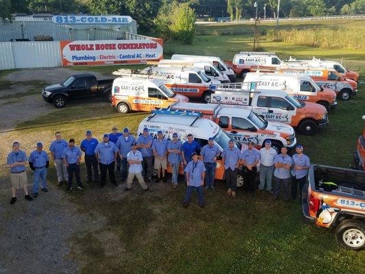 Aerial of our team of air conditioning, electrical and plumbing experts.