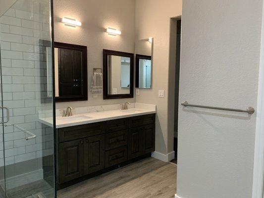 Dual Vanity in upgraded Master bathroom