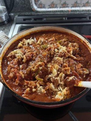 Huge pot of Crab Chilau