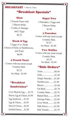 Breakfast Menu