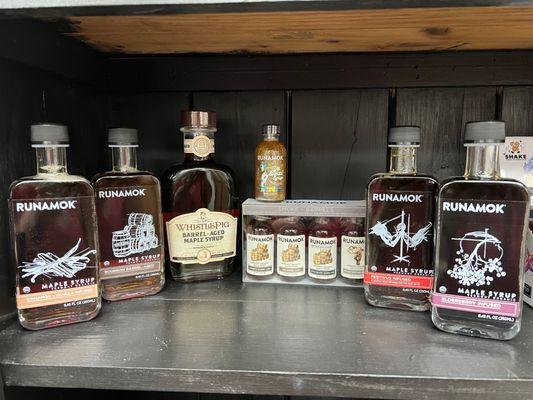 New Runamok Syrup, straight from Vermont. We carry a few of the favorite flavors as well as a sampler pack.