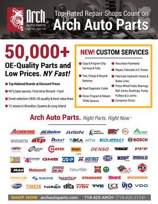 Arch Auto Parts Features deep inventory of top National Brand car and truck parts at deep discount prices.