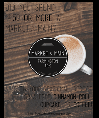 Did you hear about our great partnership with Briar Rose?? Spend $50 with us and get a free cinnamon roll, cupcake, or coffee @BR!