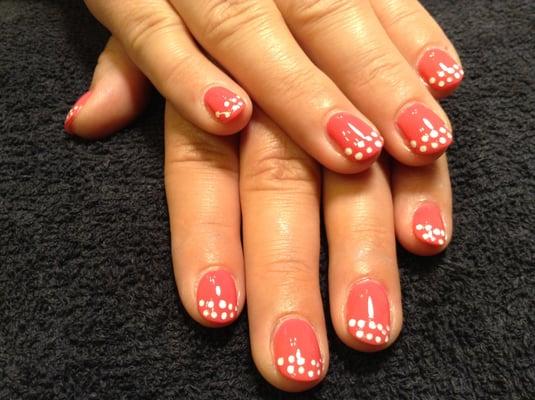 Opi Trpoical dot-in white tip area.  Sweet new spring look.