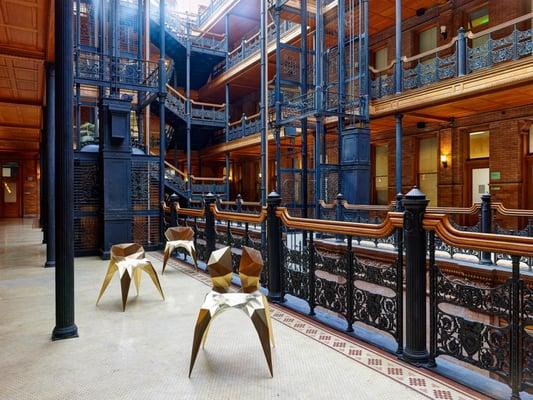 Brass Chairs inside the Bradbury Building