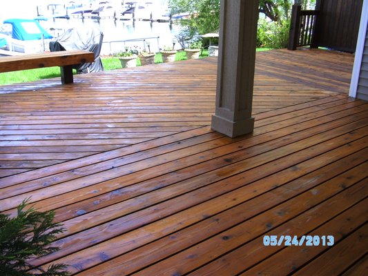 Cleaned and stained deck.