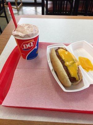 Banana split Blizzard and a chili cheese dog. June 21, 2017