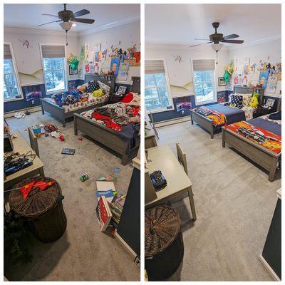 Cleaning and organizing kids room