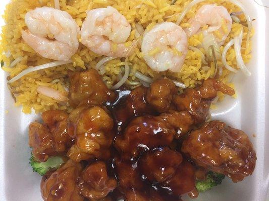 General chicken with shrimp fried rice