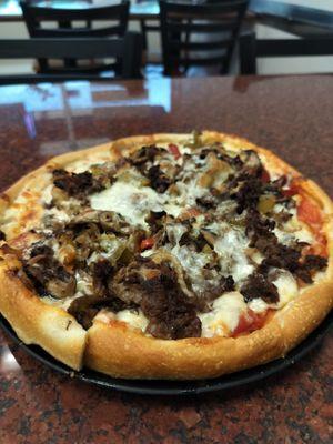 Steak combo pizza