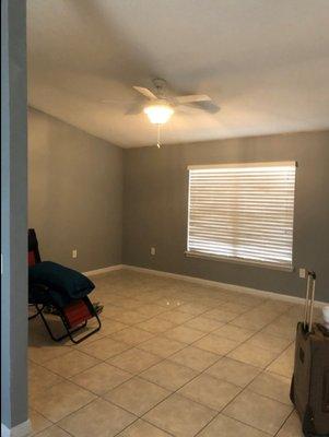 Paint, ceiling fans/lights installation, blinds hung.