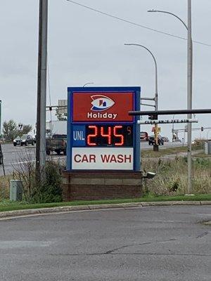 $2.45 gas and they have a car wash.