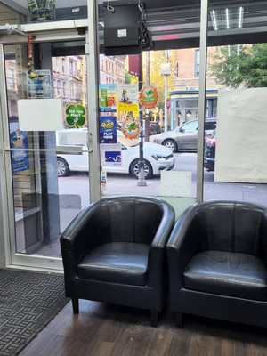 Comfy waiting chairs at Norman's Pharmacy