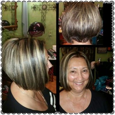 Aline Bob root touch with 2 color highlights