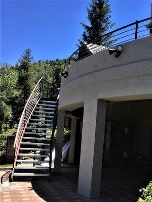 Curved stairs from below.