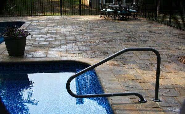 custom pool patio by olde new landscape & Design in georgetown ma