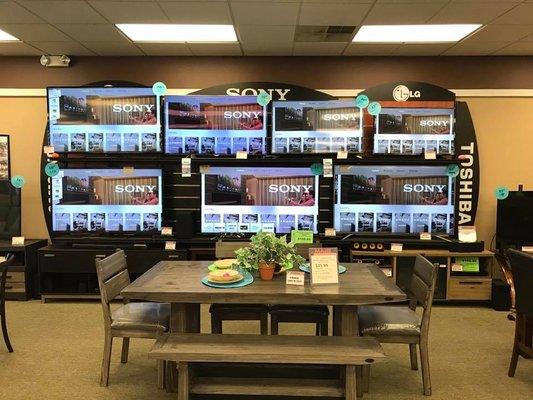 Our TV wall is always full with sizes that range from 32" to 86".