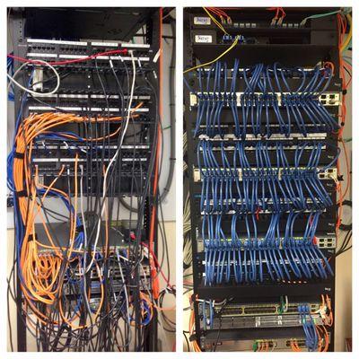 We cleaned up this customer's data cabling. Got rid of that spaghetti mess!