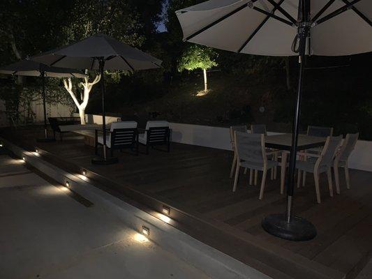 Step lights and night view of our new deck by Robin (July 2019 in Irvine)