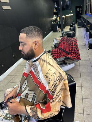 Mid fade w/ beard