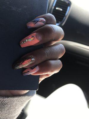 Going to Miami and Bahamas. Terrance hooked my nails up!! So festive and beautiful.