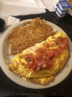 Omelette with pico on top