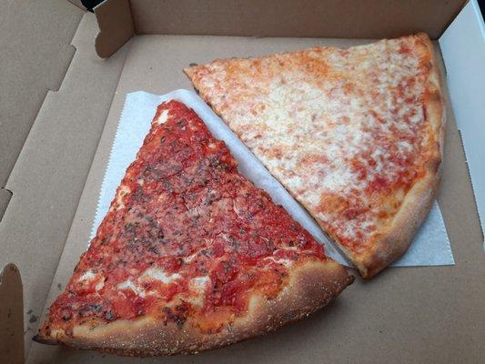 Old fashioned tomatoe pie slice and plain slice